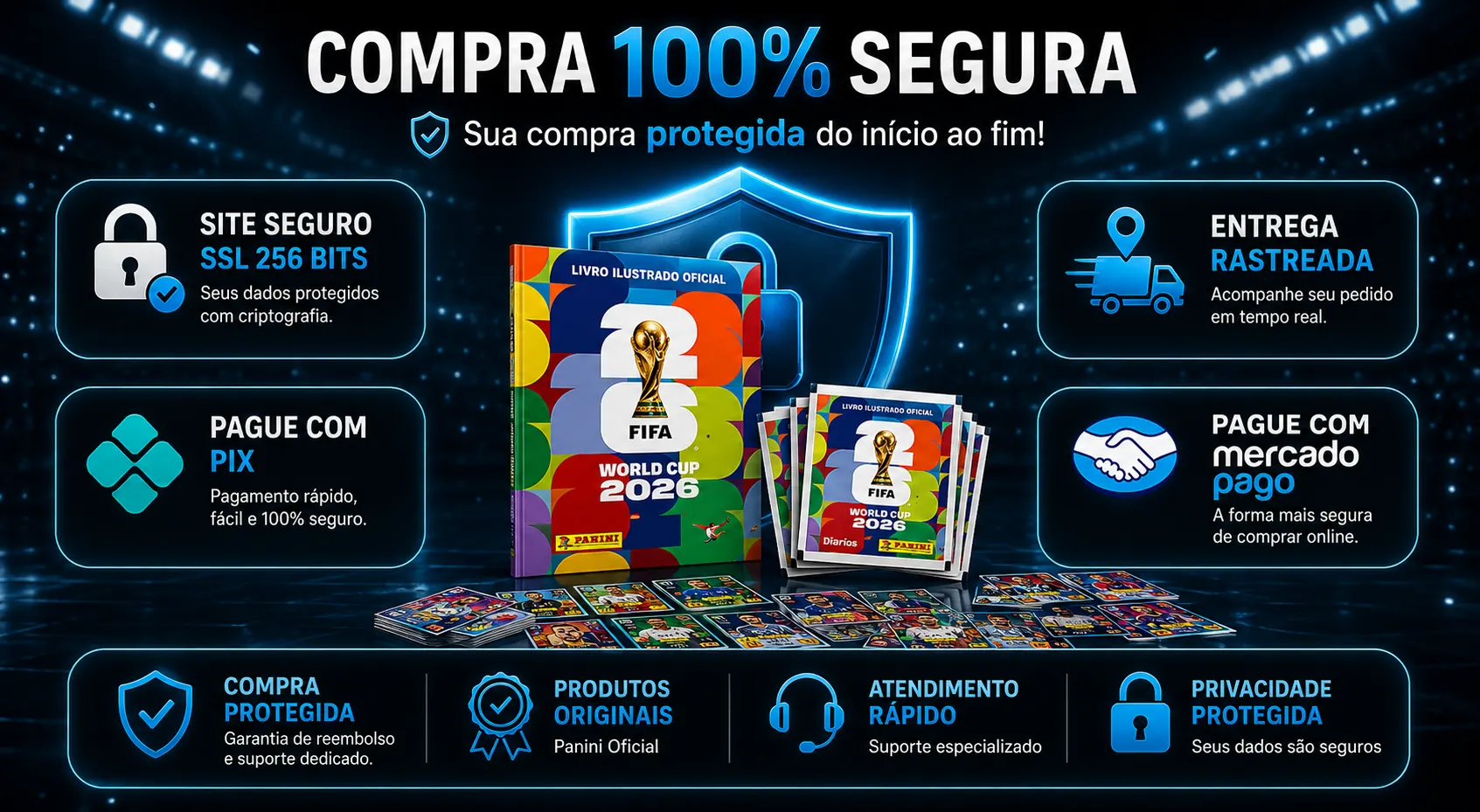 Compra segura com SSL, PIX e entrega rastreada